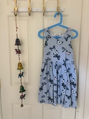 H&M Light Blue Butterfly Sleeveless Cotton Dress
